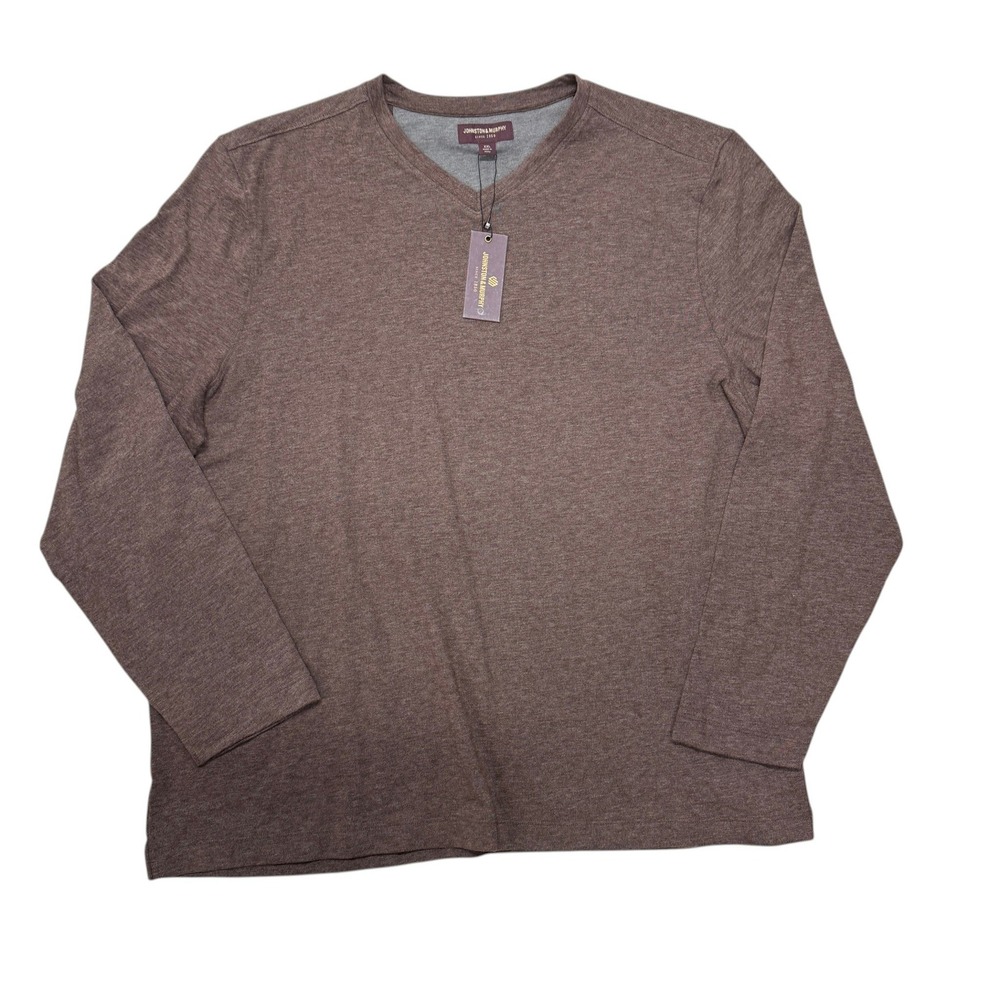 Johnston & Murphy Sweater Mens XXL Brown‎ V-Neck Long Sleeve Pullover NWT Light